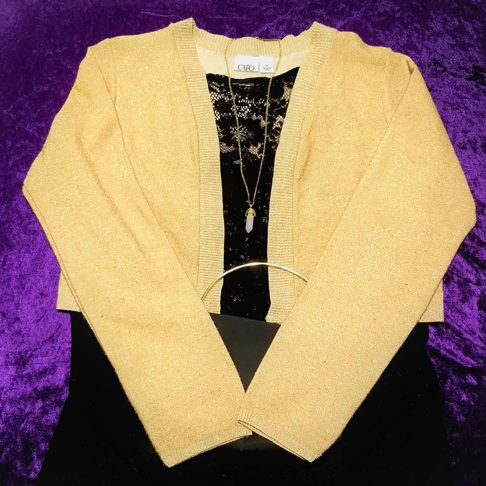 Cato gold long sleeve shrug